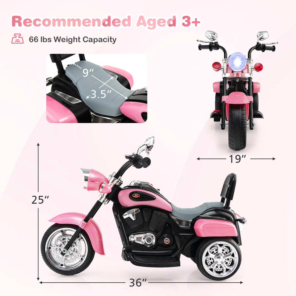 6V 3 Wheel Kids Motorcycle-Blue