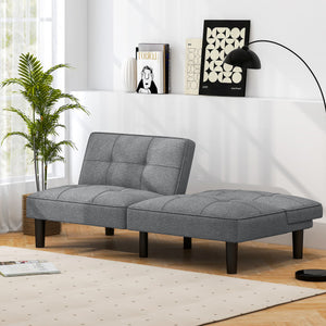 Convertible Folding Futon Sofa Bed with 6-Position Adjustable Backrest-Gray