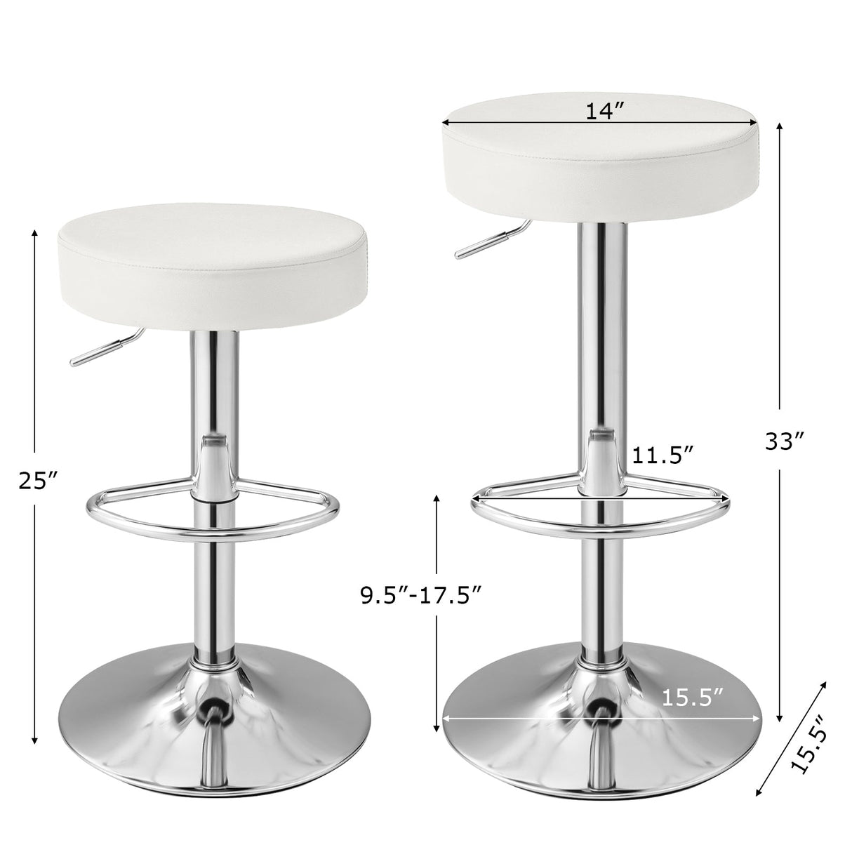 1 PC Round Bar Stool Adjustable Swivel Pub Chair-White by DirectDeals