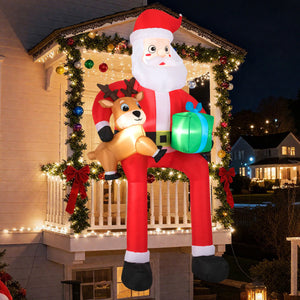 9.5 Feet Christmas Inflatable Santa Outdoor Decoratio with Built-in LED Lights