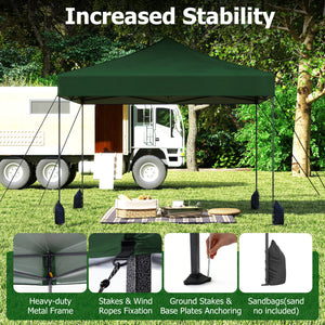 9.5 x 9.5 Feet Pop up Canopy Tent with Adjustable Heights-Green
