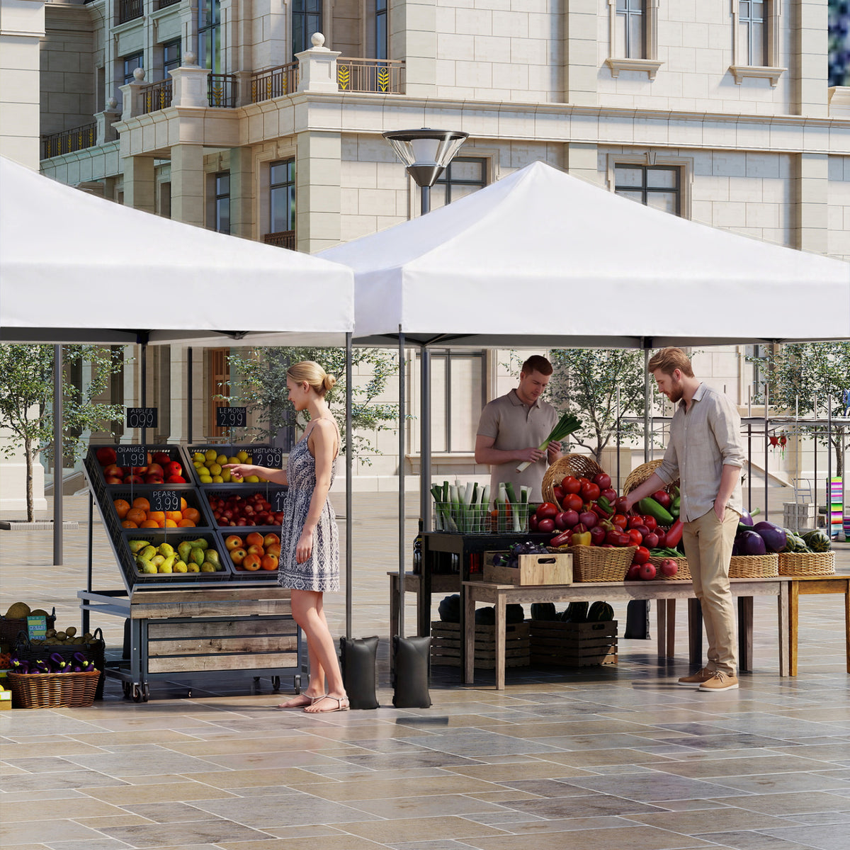 9.5 x 9.5 Feet Pop up Canopy Tent with Adjustable Heights-White