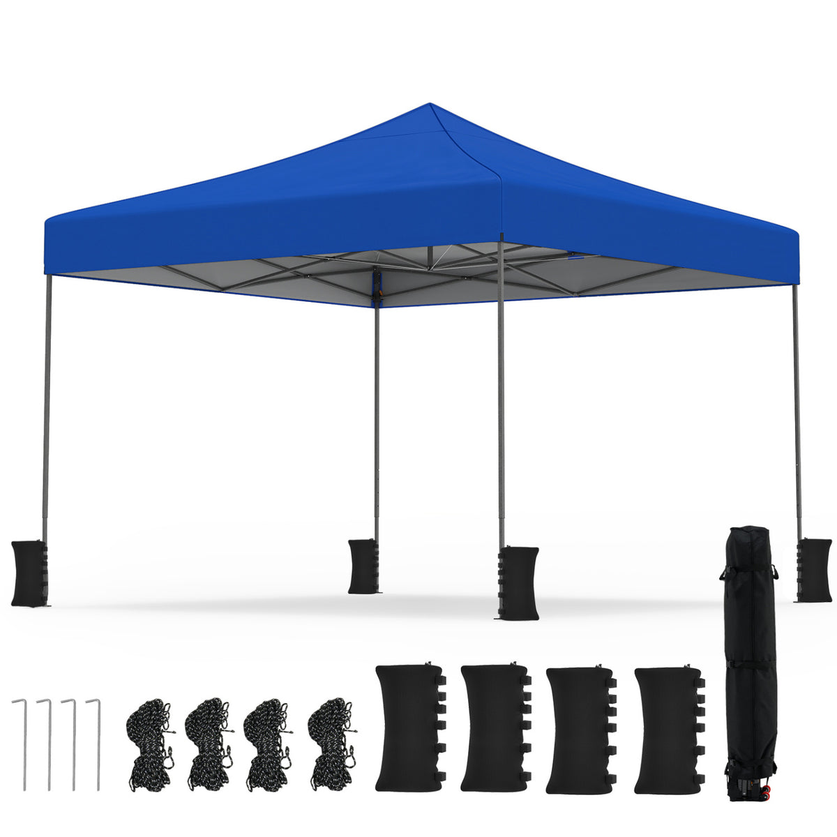 9.5 x 9.5 Feet Pop up Canopy Tent with Adjustable Heights-Blue