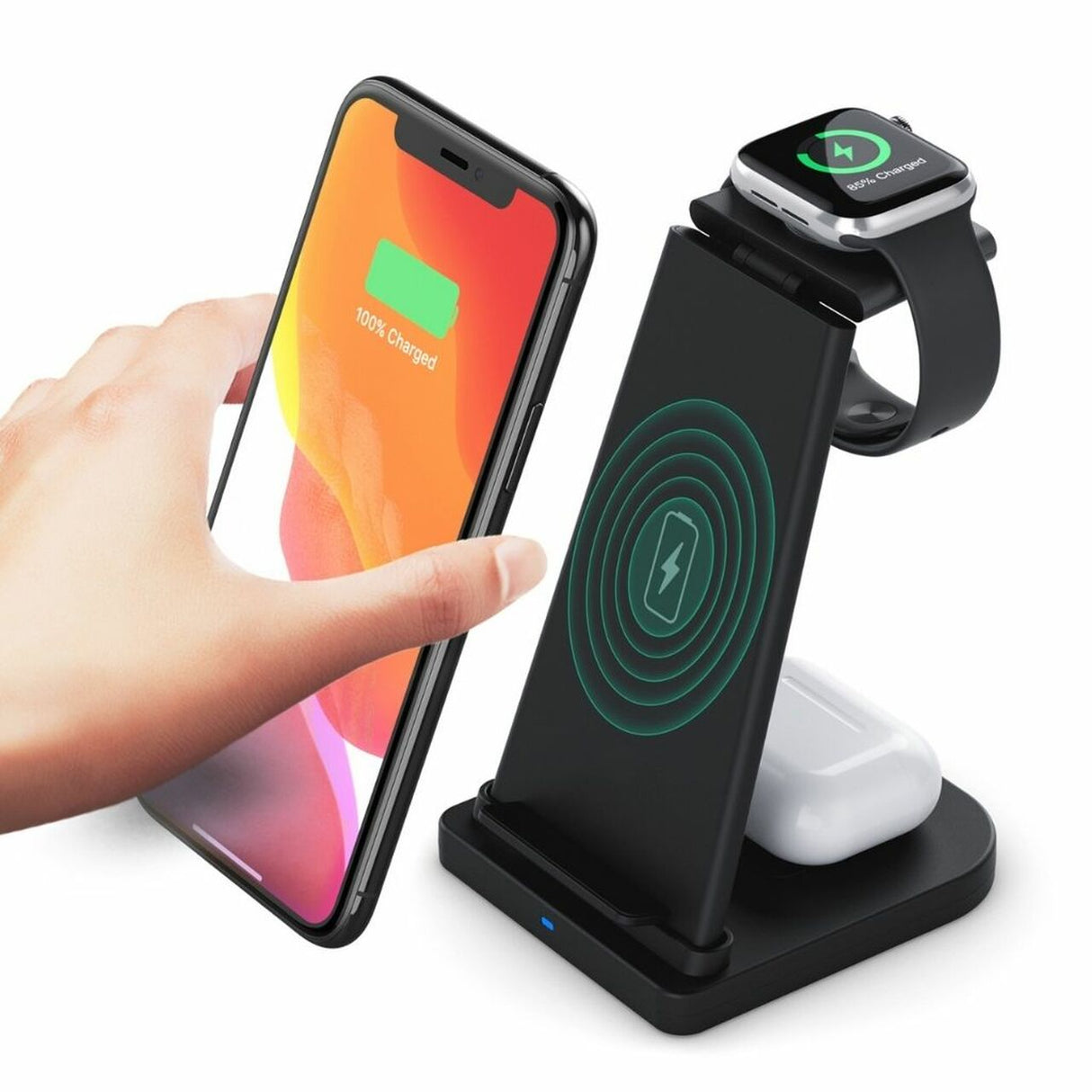 3-in-1 Fast Wireless Charging Stand for Phones, Apple Watch & AirPods by Infinite Basics