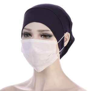 NEW Soft Cotton Hijab Breathable Turban Tie Under Scarf Elegant Ear Hole Stretch Inner Hijabs Lightweight Turban Round Front Under Hijab Caps Female Turban Bonnet