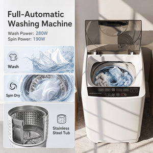 9.93 lbs Full Automatic Washing Machine with 8 Preset Programs-White