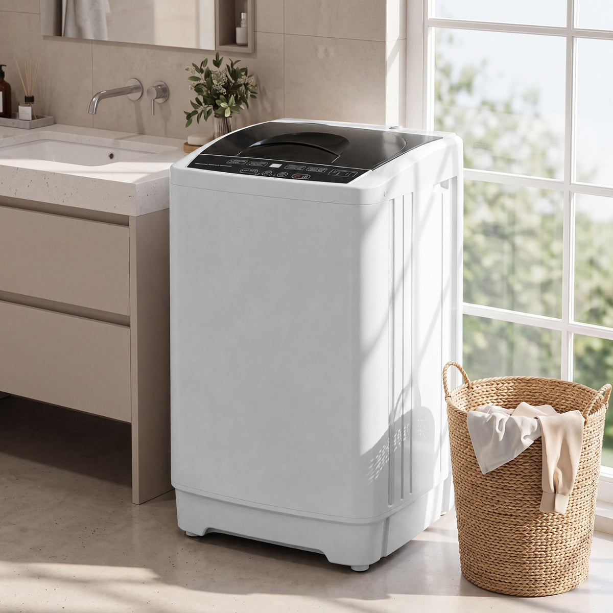 9.93 lbs Full Automatic Washing Machine with 8 Preset Programs-Gray