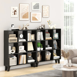 9-Cube Bookcase with 6 Removable Shelves and Raised Support Feet-Black
