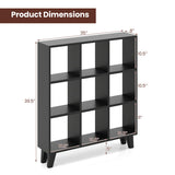 9-Cube Bookcase with 6 Removable Shelves and Raised Support Feet-Black