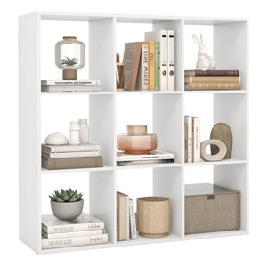 9 Cube Bookshelf with Back Guardrail for Living Room Bedroom-White
