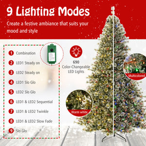 6/7.5/9 FT Artificial Christmas Tree Pre-Lit Hinged Holiday Tree with 360 ° Quick Power Connector-9ft