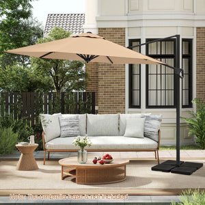 9 FT Cantilever Patio Umbrella with Vented Top and Sun-Protective Canopy-Beige