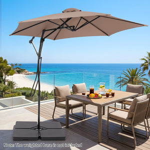 9 FT Cantilever Umbrella with Cross Base Included with Smooth Handle amd Heavy Duty Frame-Brown