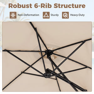 9 FT Cantilever Umbrella with Cross Base Included with Smooth Handle amd Heavy Duty Frame-Beige