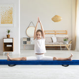 9 FT Folding Gymnastics Balance Beam with Anti-slip Base and Pine Wood Frame-Blue