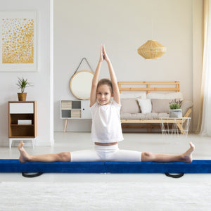 9 FT Folding Gymnastics Balance Beam with Anti-slip Base and Pine Wood Frame-Blue