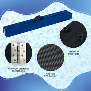 9 FT Folding Gymnastics Balance Beam with Anti-slip Base and Pine Wood Frame-Blue