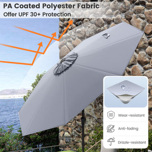 9 FT Outdoor Market Patio Table Umbrella Push Button Tilt Crank Lift-gray
