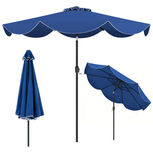 9 FT Patio Umbrella with Crank Handle and Push Button Tilt-Navy