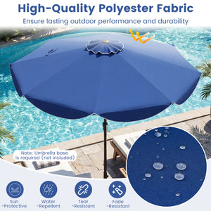 9 FT Patio Umbrella with Crank Handle and Push Button Tilt-Navy
