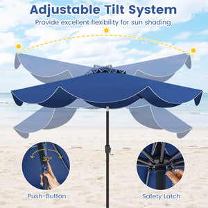 9 FT Patio Umbrella with Crank Handle and Push Button Tilt-Navy
