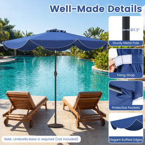 9 FT Patio Umbrella with Crank Handle and Push Button Tilt-Navy