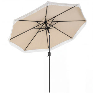 9 FT Patio Umbrella with Sun-Protective Canopy for Patio Garden Pool-Beige