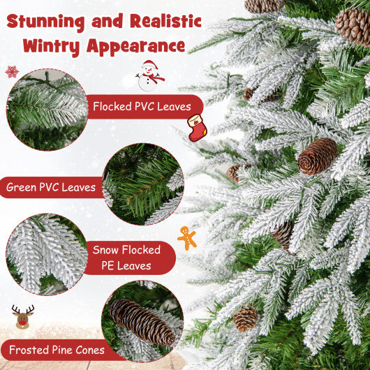 6/7.5/9 FT Pre-Lit Artificial Christmas Tree with 765/1135/1871 Tips and 280/470/690 Warm-White LED Lights-L