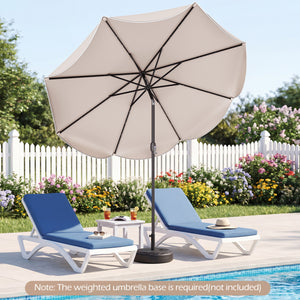 9 FT Scalloped Solar Patio Umbrella Market Table Umbrella with 24 LED Lights-Beige