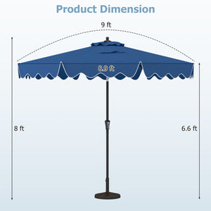 9 Feet Patio Umbrella with Crank Handle and Push Button Tilt-Navy