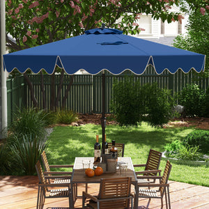 9 Feet Patio Umbrella with Crank Handle and Push Button Tilt-Navy