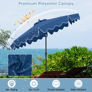 9 Feet Patio Umbrella with Crank Handle and Push Button Tilt-Navy
