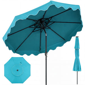 9 Feet Patio Umbrella with Push Button Tilt and Crank-Turquoise