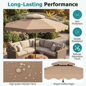 9 Feet Patio Umbrella with Push Button Tilt and Crank-Coffee