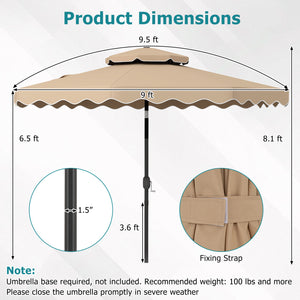 9 Feet Patio Umbrella with Push Button Tilt and Crank-Coffee