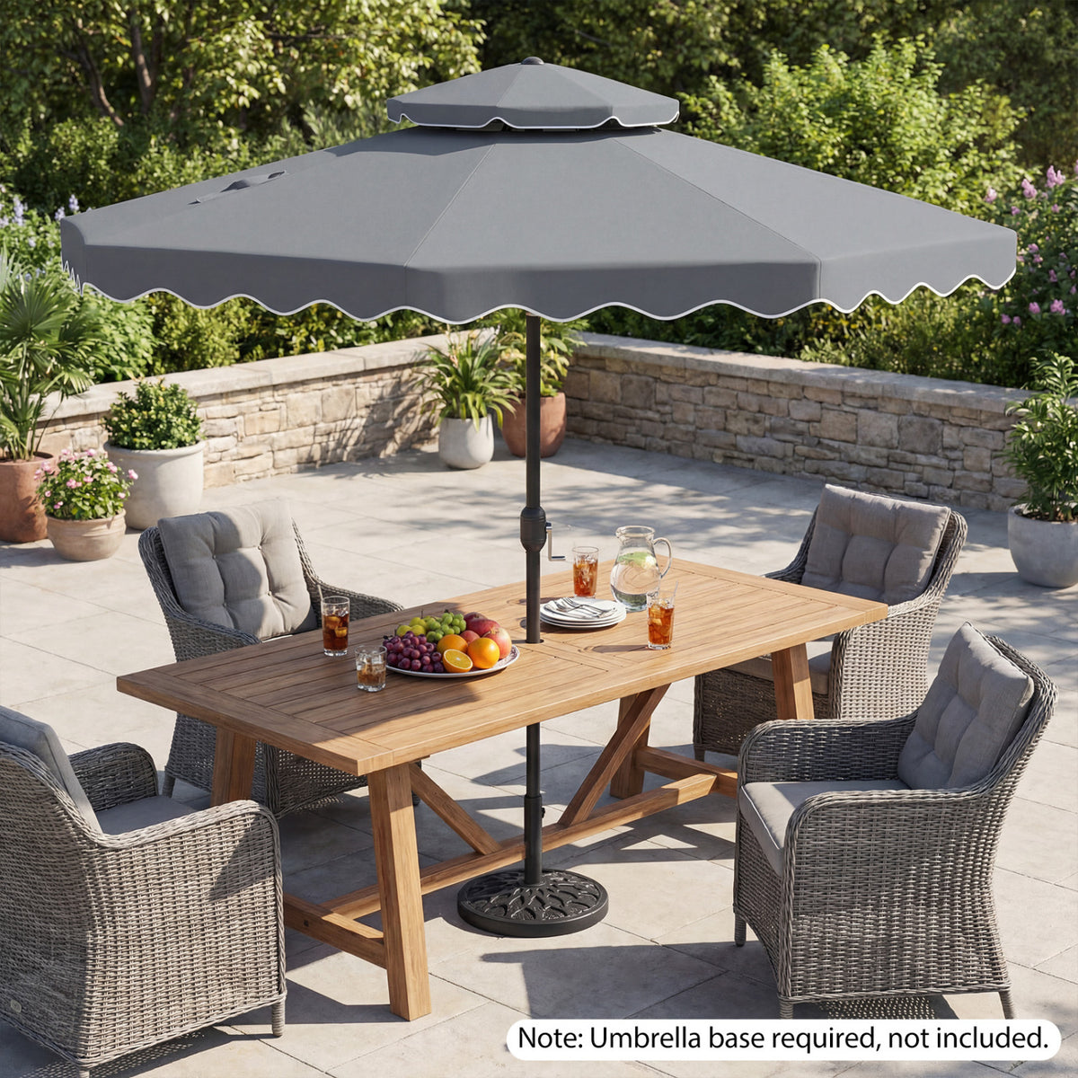 9 Feet Patio Umbrella with Push Button Tilt and Crank-Gray