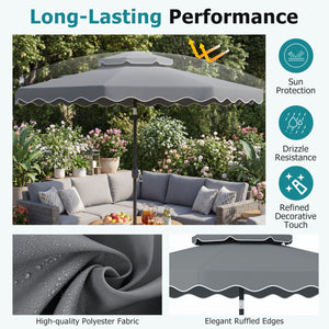 9 Feet Patio Umbrella with Push Button Tilt and Crank-Gray