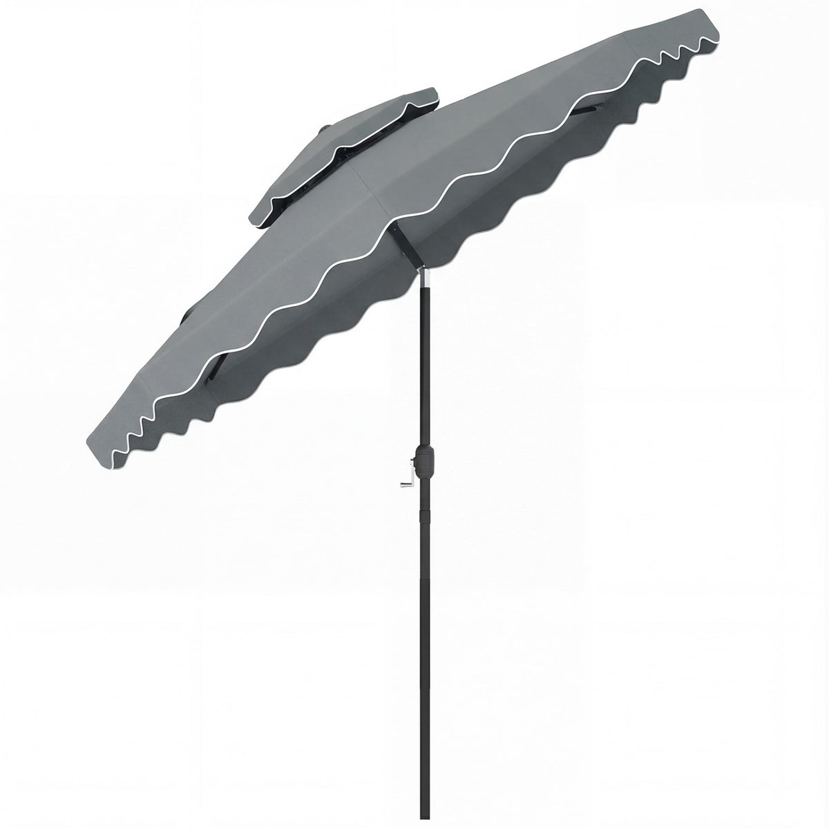 9 Feet Patio Umbrella with Push Button Tilt and Crank-Gray