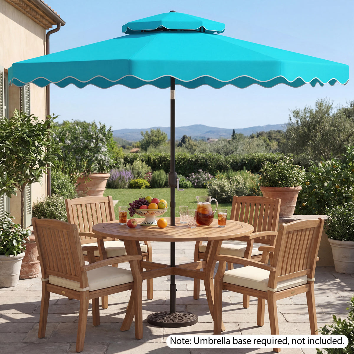 9 Feet Patio Umbrella with Push Button Tilt and Crank-Turquoise