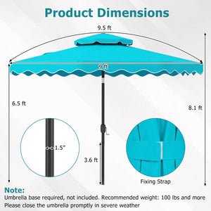 9 Feet Patio Umbrella with Push Button Tilt and Crank-Turquoise