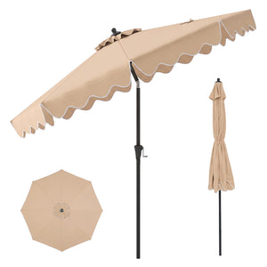 9 Feet Patio Umbrella with Crank Handle and Push Button Tilt-Beige