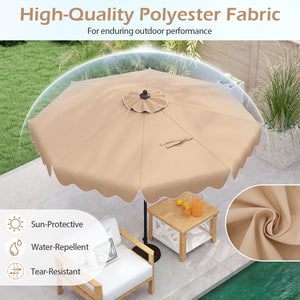 9 Feet Patio Umbrella with Crank Handle and Push Button Tilt-Beige