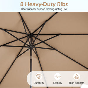 9 Feet Patio Umbrella with Crank Handle and Push Button Tilt-Beige