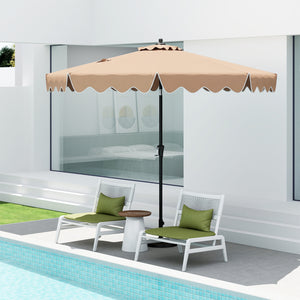 9 Feet Patio Umbrella with Crank Handle and Push Button Tilt-Beige