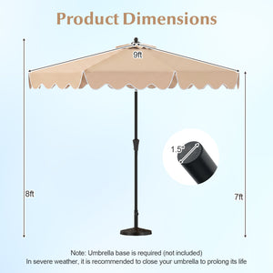 9 Feet Patio Umbrella with Crank Handle and Push Button Tilt-Beige