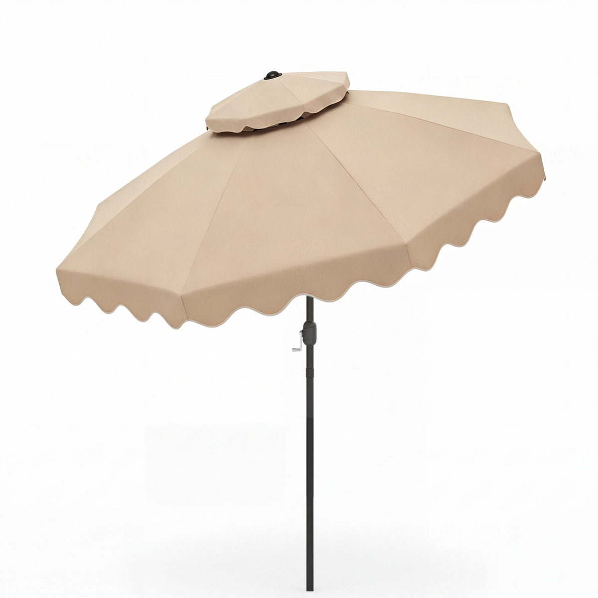 9 Feet Patio Umbrella with Push Button Tilt and Crank-Beige