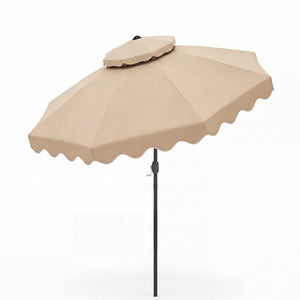 9 Feet Patio Umbrella with Push Button Tilt and Crank-Beige