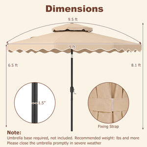 9 Feet Patio Umbrella with Push Button Tilt and Crank-Beige