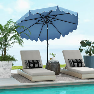 9 Feet Patio Umbrella with Crank Handle and Push Button Tilt-Navy