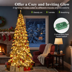 9 Feet Pre-Lit Artificial Xmas Tree Hinged Xmas Tree with Quick Power Connectors